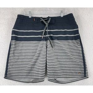 Quiksilver Water Collection Board Short Mens Size 33 Black Gray Stripe Surf Swim
